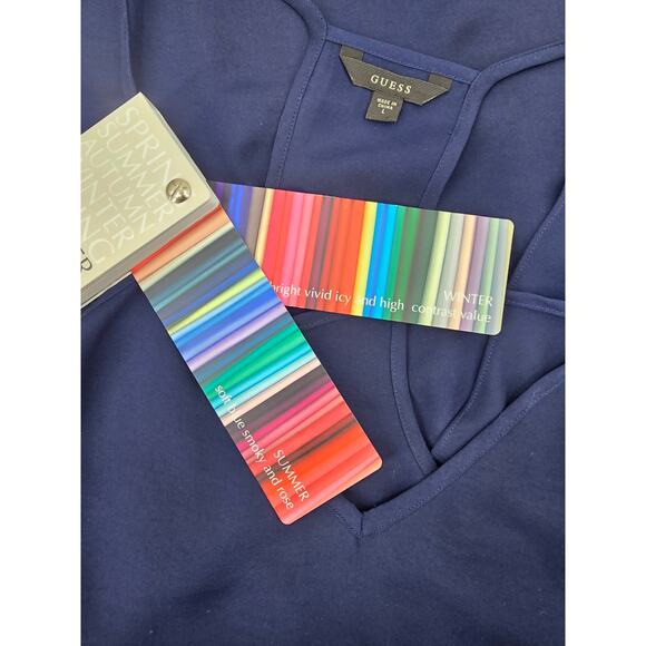 GUESS Minimalist Navy Strappy Layered Tank Top - Picture 4 of 5